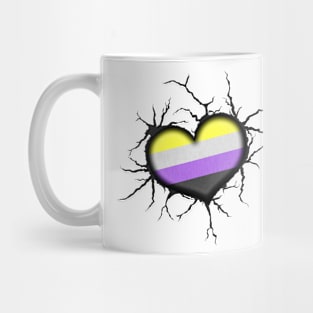 Non-Binary Heart Thrown into Cracked surface Mug